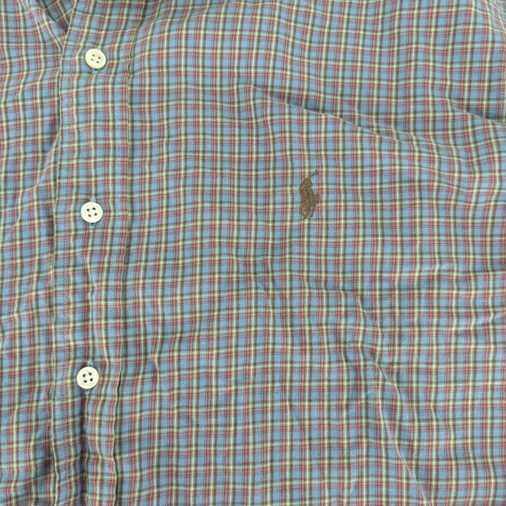 Polo Ralph Lauren Stanton Classic Fit Plaid Shirt Mens XXL Blue Red Long Sleeve